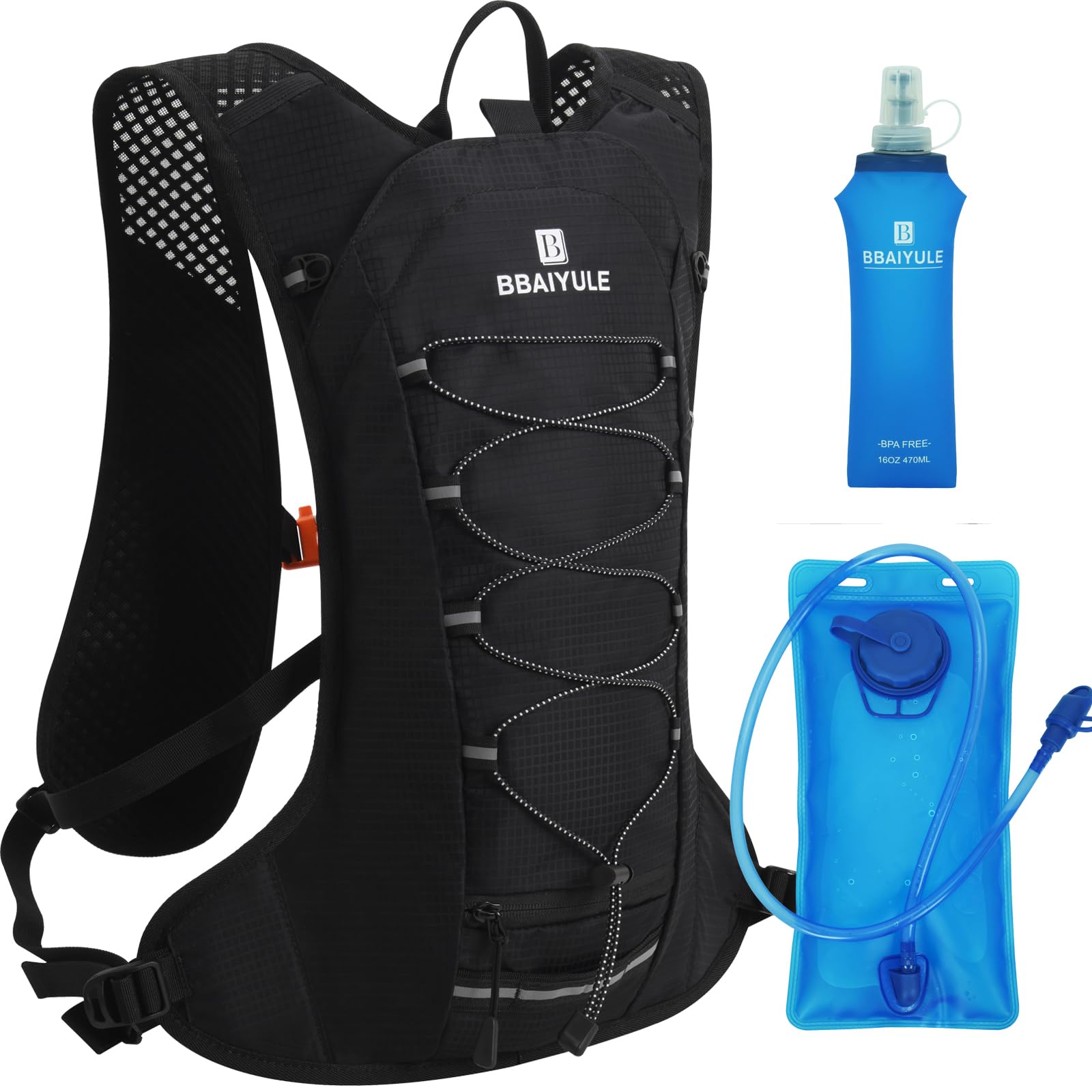 Zaino per bere con bolla d'acqua da 2 l e bottiglia da 470 ml, grande zaino da corsa, zaino da corsa per uomo e donna, escursionismo, ciclismo