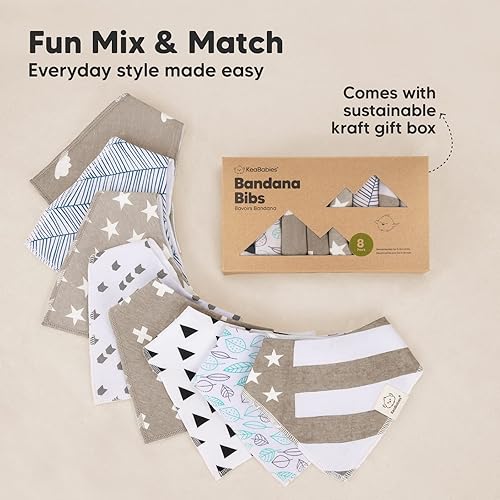 Miniatura 233 de KeaBabies 8 unidades de baberos tipo bandana orgánicos para niñas - Baberos tipo triángulo súper absorbentes para bebés que babean y están en