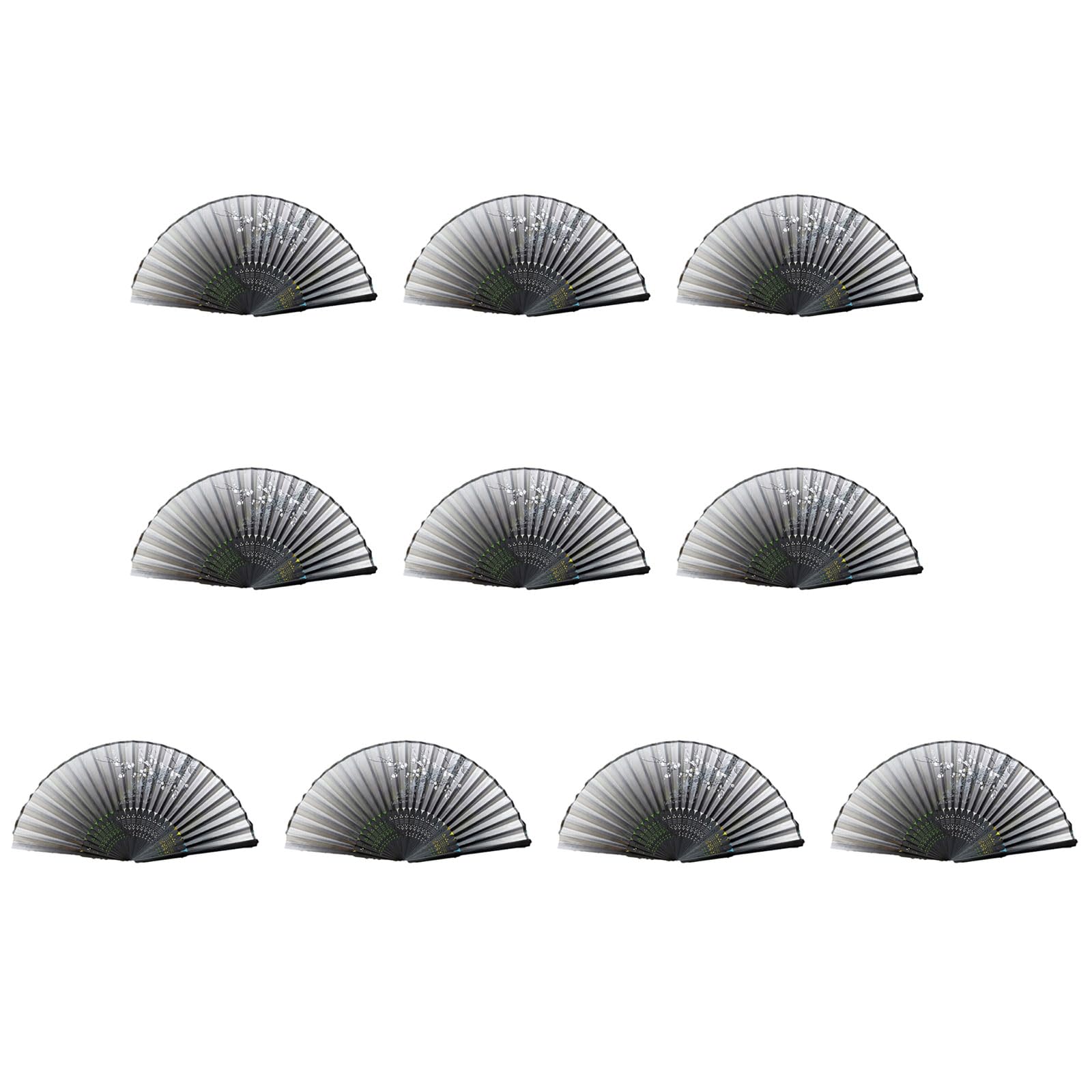 NRVTRE Of 10 Bamboo Fans, Handmade Chinese Folding Fan Performances Fan for Cooling, Decoration, and Collection Cooling
