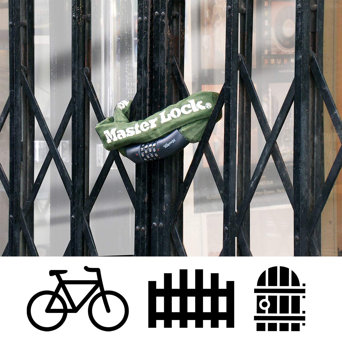 Master Lock 8028EURD Lucchetto Bici con Combinazione, Verde, 150 cm