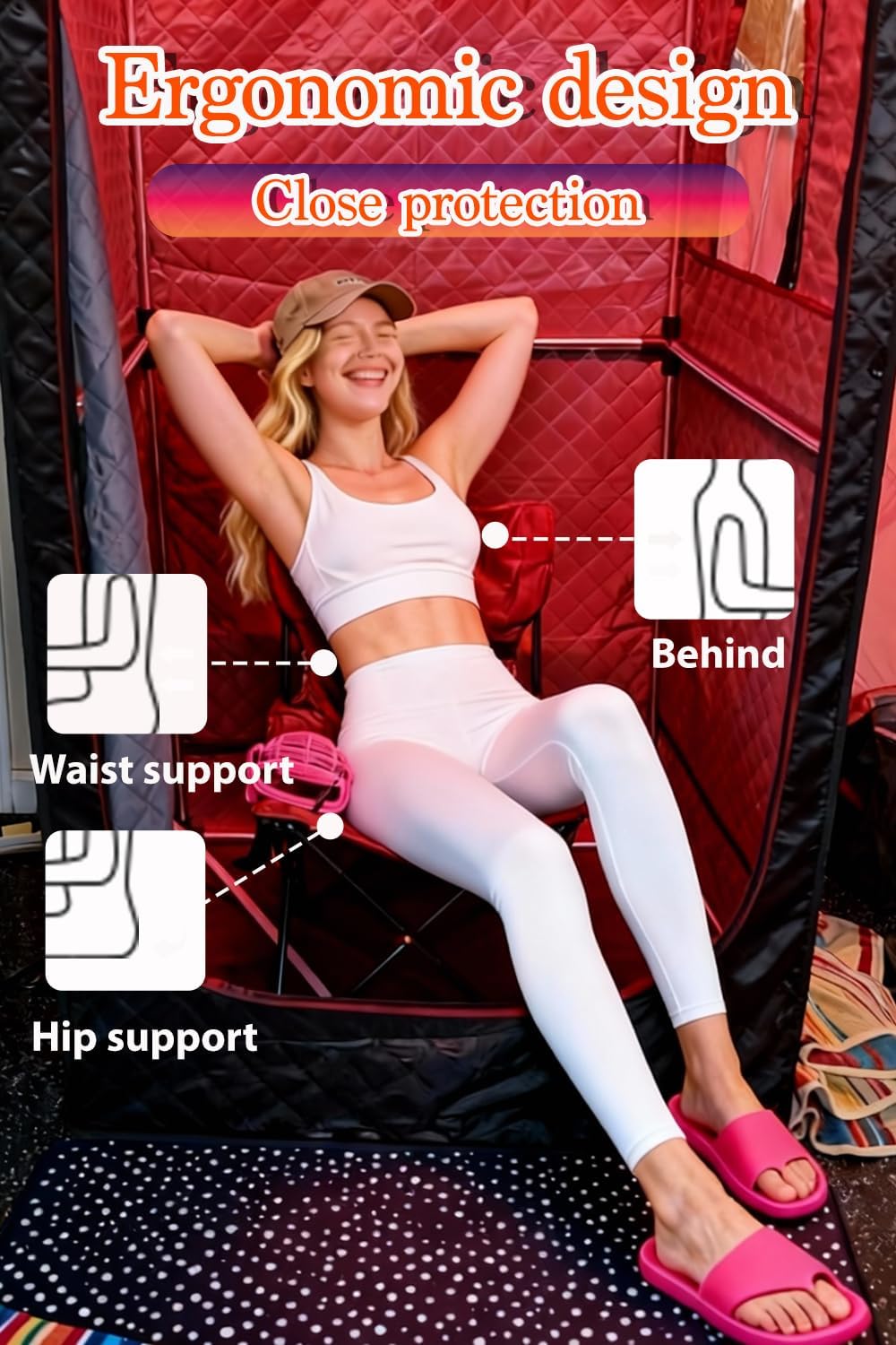 Sauna Chair with Back Support, for Portable Steam Sauna Box Home (Purple)