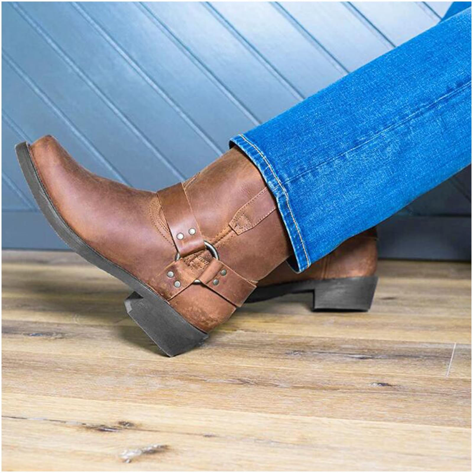 1 para męskich butów jeździeckich – średniowieczne buty ze skóry PU – steampunk retro skóra PU buty rycerskie – modne skórzane buty rycerskie – outdoorowe buty kowbojskie