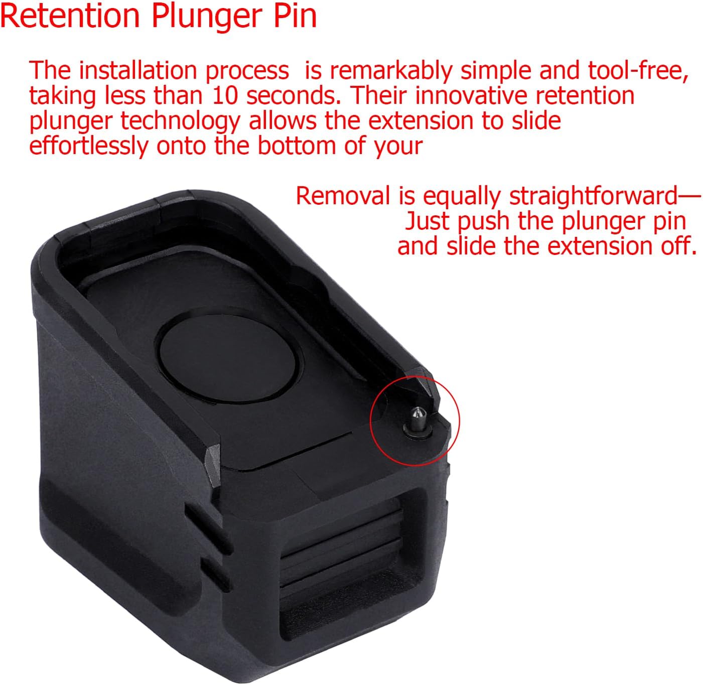 Nylon Enhanced Added Weight Extension for Gen 2-5 OEM Glock 19/23 15 RD/G26 GEN 3&5 15 RD,for Ruger RXM 15 RD,Does not Alter Capacity