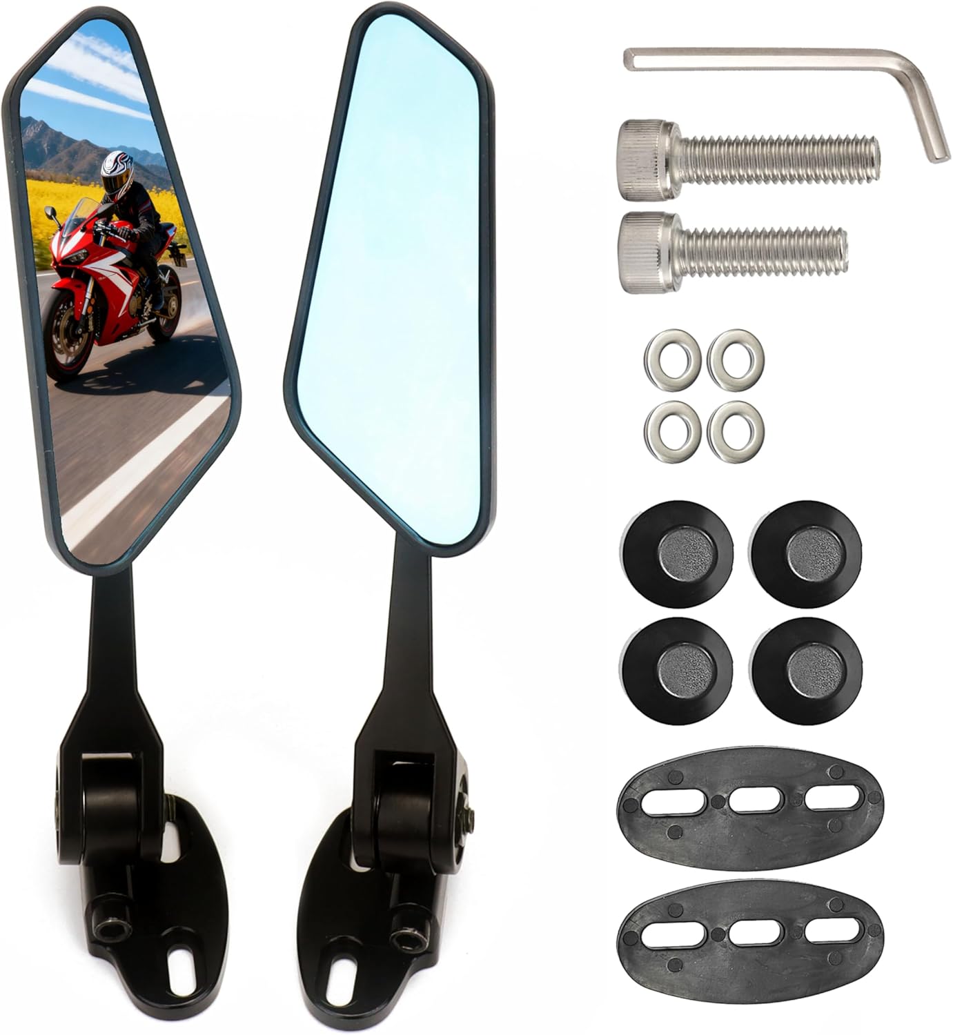 Motorcycle Mirrors Wing Adjustable Rearview Mirror for CBR1000RR CBR250RR CBR600RR Ninja 250 300 400 400R 650 ZX-10R ZX-14 Fairing Modified Foldable Side Mirrors