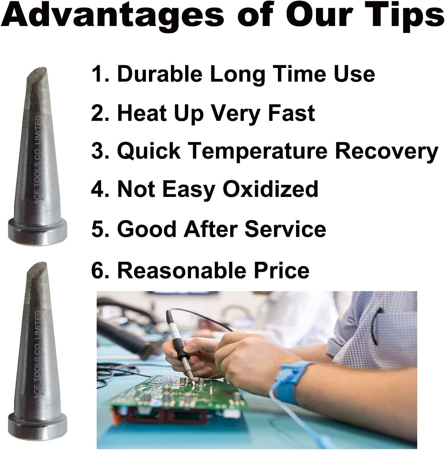 LTBB Bevel Single Flat 0.094" / 2.4mm Soldering Tip for WXP80 WSP80 WP80 WP120 MPR PE75 TCPS WSFP8 WD1000 WSD81 WSD121 WR2002 WR3000M WS81 WD2000 ACE Brand Solder Iron Tips (20)