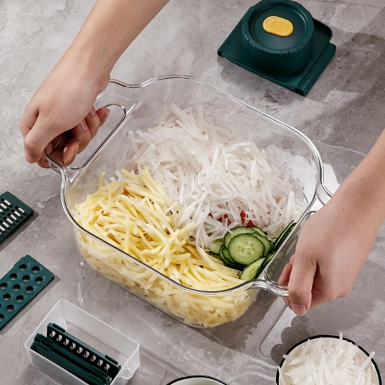 Coupe Legumes Multifonction et Spiraliseur, Découpe en Cube, Design Vertical, pour Cuisiner et Préparer les Repas, Facile à Nettoyer, pour une Vie Plus Saine
