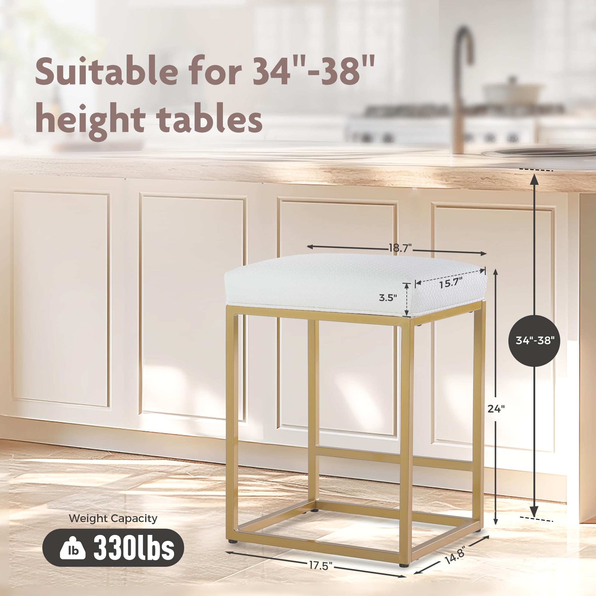 ALPHA HOME 2 Barkrukken met voetensteun, keukenstoelen van PU-leer