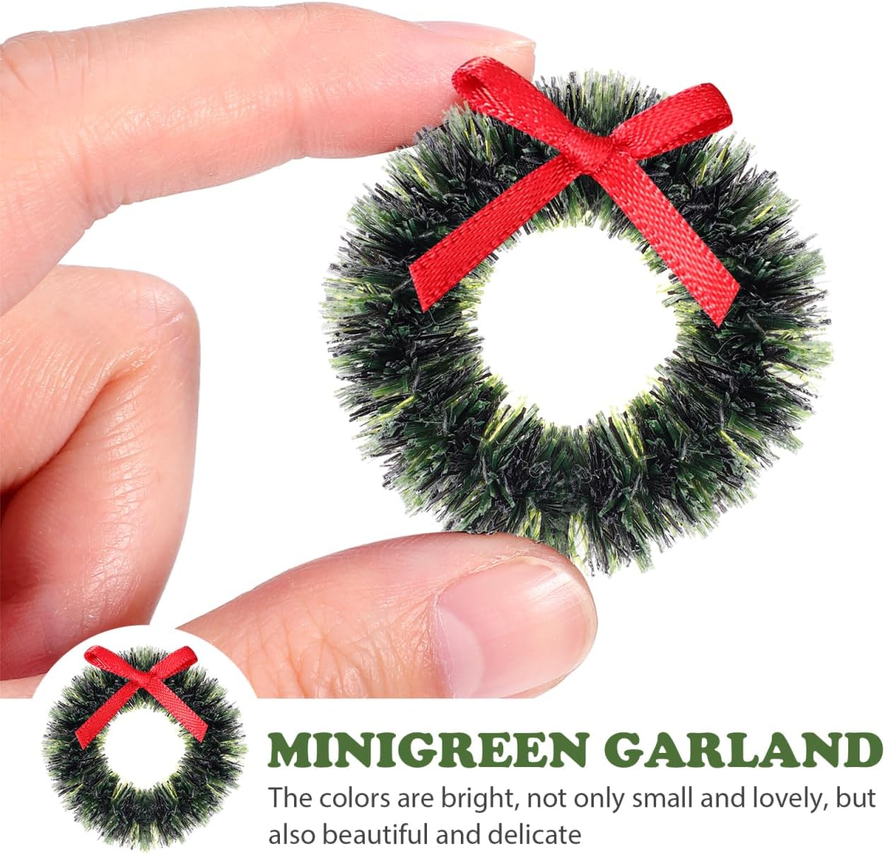 Garneck 20pcs Mini Christmas Wreath Ornaments 1.57'' Green Miniature Xmas Wreaths Christmas Miniatures for Dollhouse Crafts Hanging Xmas Decorations - Image 8