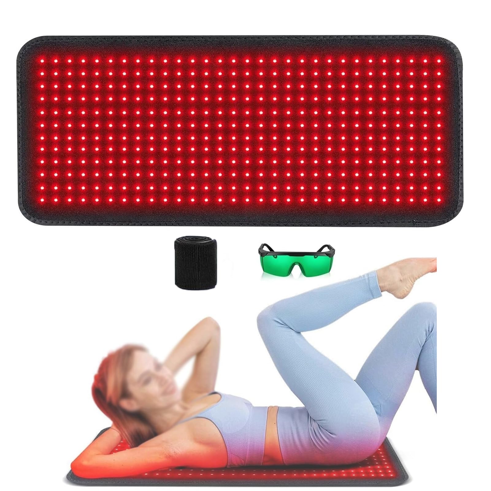 Podkładka do terapii światłem czerwonym na podczerwień, mata LED 180 W o długości fali 660 nm i 850 nm, dla pleców, talii, ramion, łagodzenie dyskomfortu