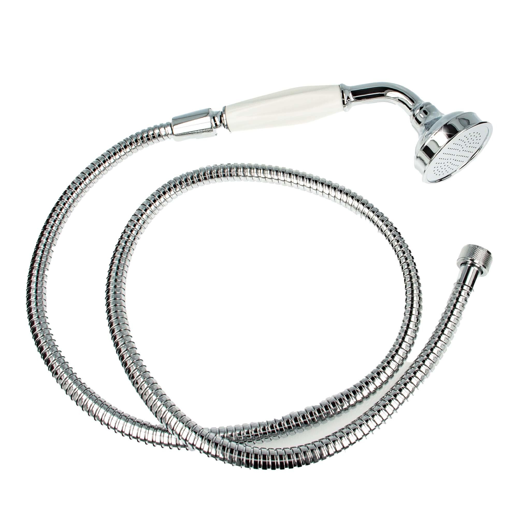 tecuro Nostalgie - Handbrause Ø 65 mm, 1-strahlig, mit 75 cm Metallbrauseschlauch verchromt