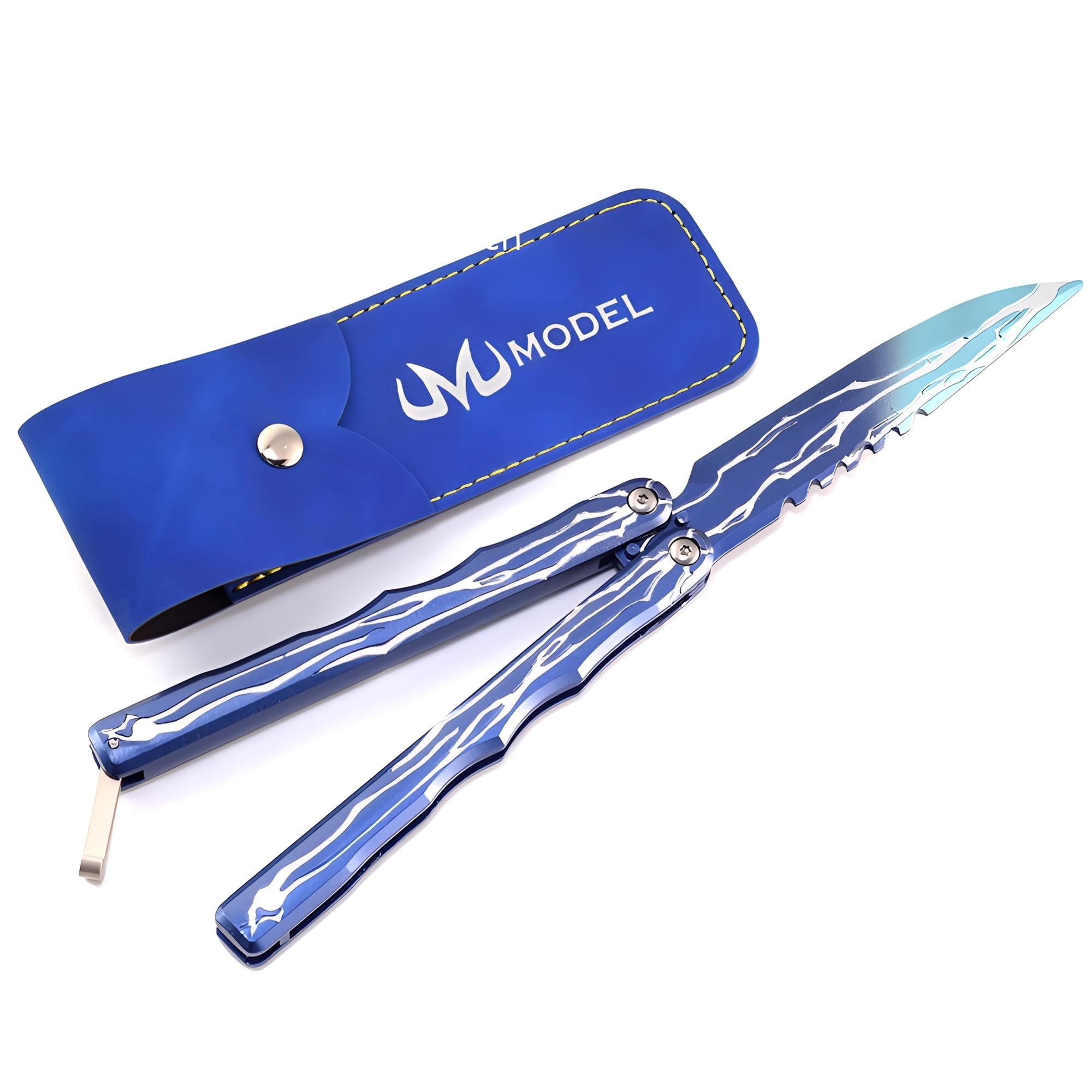 JHRFU Smite Butterfly Model,Unfolded Iength 24Cm/9.45Inch,Includes Display Stand And Leather Sheath,All-Metal Gaming Collectible