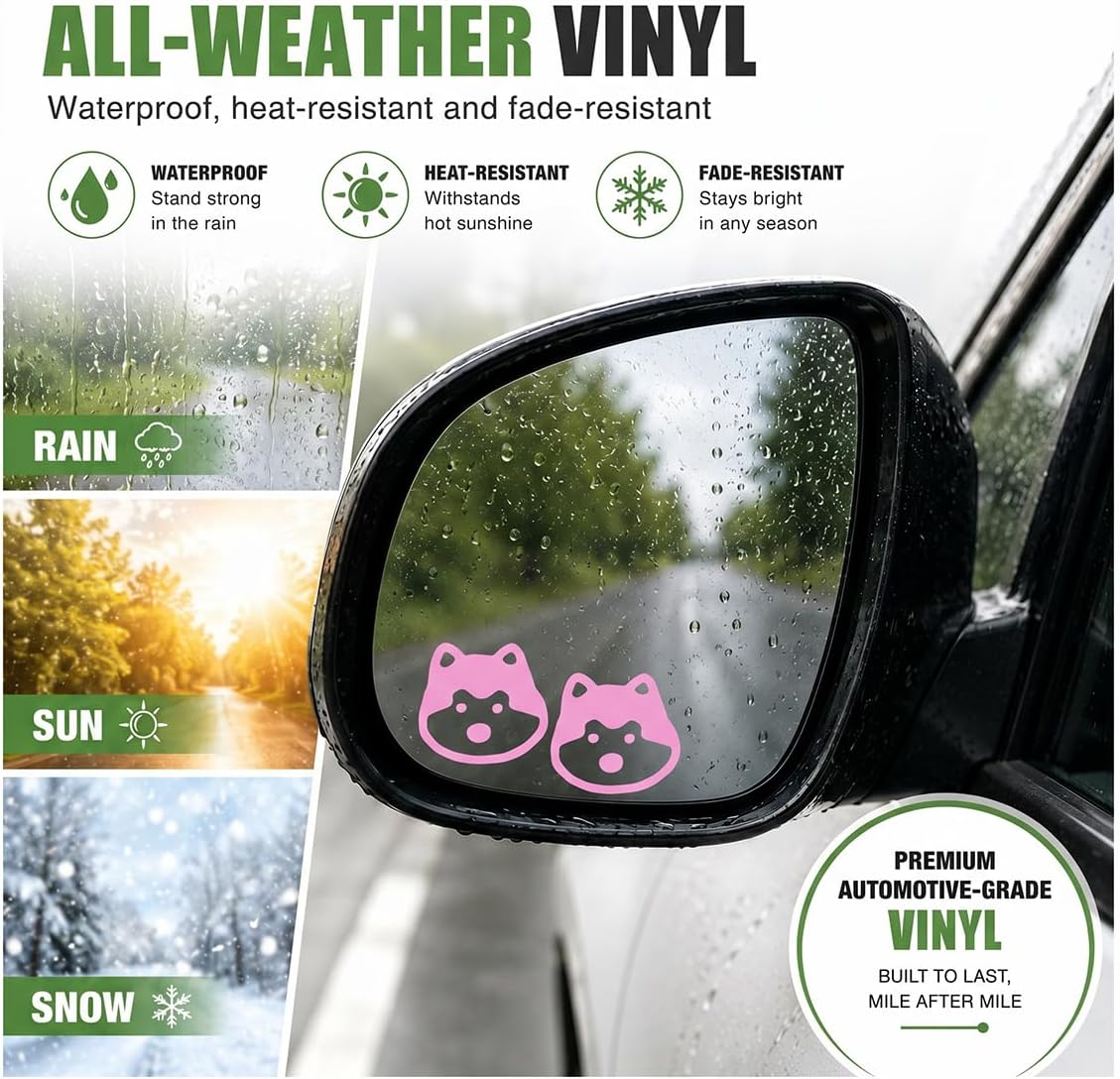 Cute Dog Car Mirror Decals, Rearview Mirror Vinyl Stickers, Pink image 5