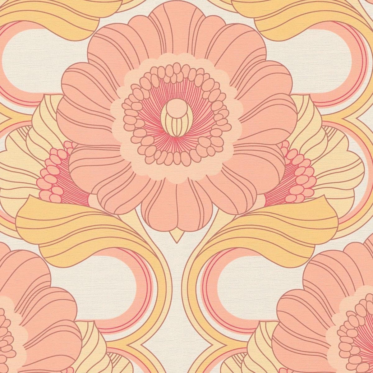 A.S. Création Retro 70's Floral Trail Wallpaper Brown/Yellow/Orange/Red/Beige Retro Chic 395304 8.50m x 0.53m Paste The Wall