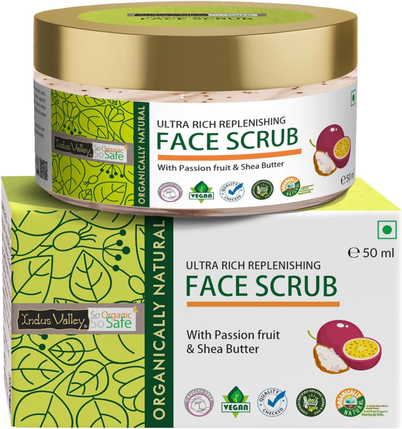 INDUS VALLEY Ultra Rich Replenishing Shea Butter Fruit Face Scrub - (50ml)