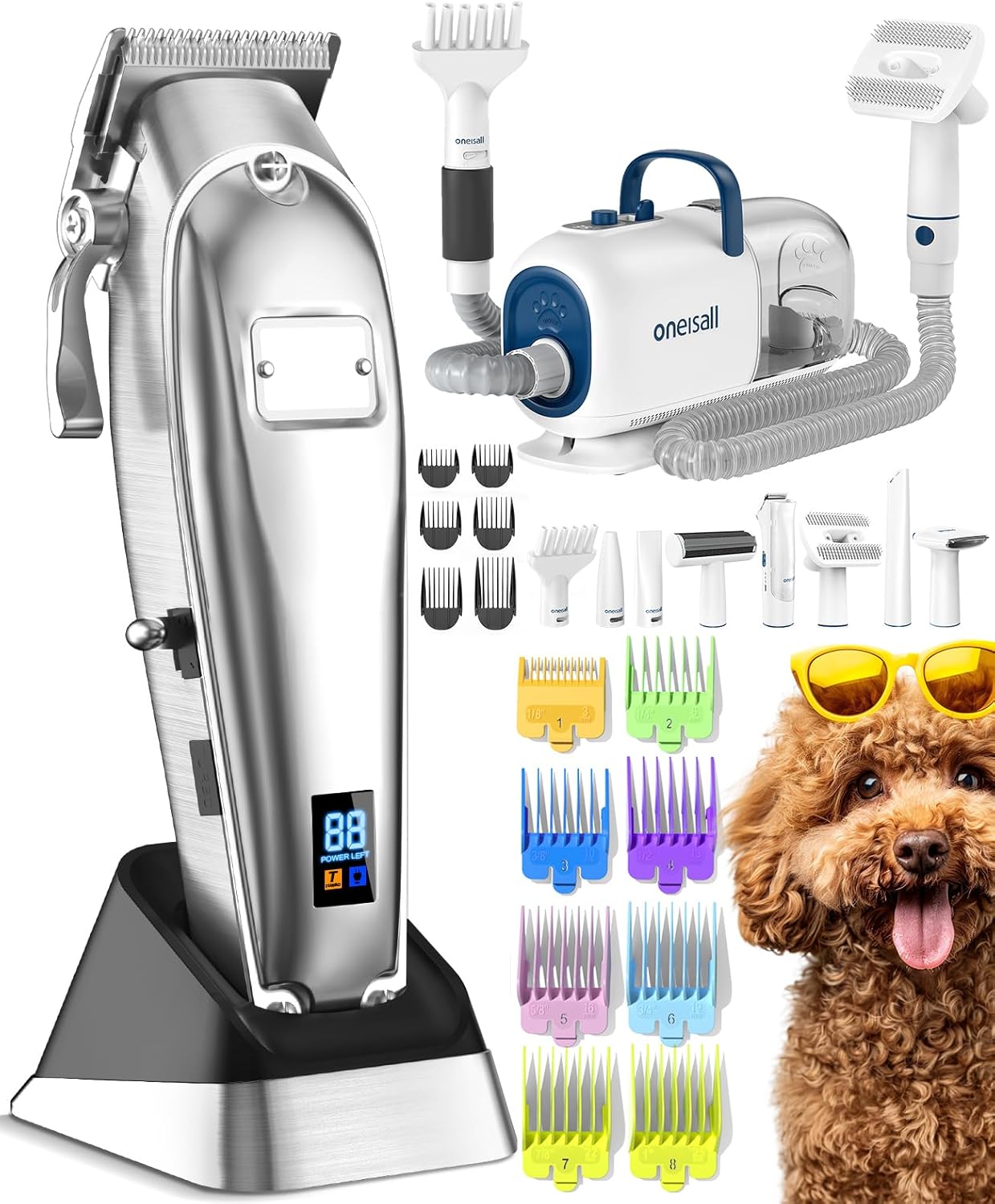 oneisall BM1 Dog Vacuum & Dryer and K52NTS Dog Grooming Clippers for Thick Heavy Coats