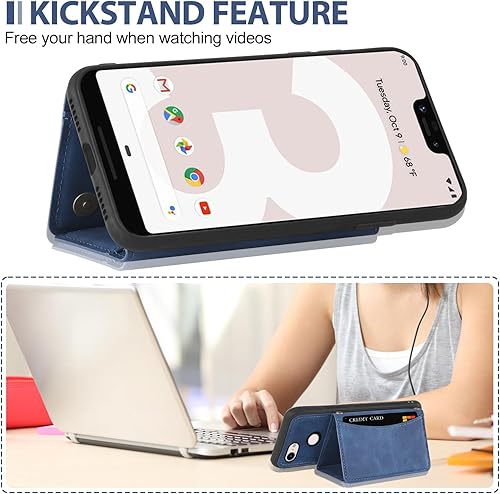 Miniatura 6 de Asuwish Funda de teléfono para Google Pixel 3 XL con protector de pantalla de vidrio templado y soporte de tarjeta de crédito de piel sintética,