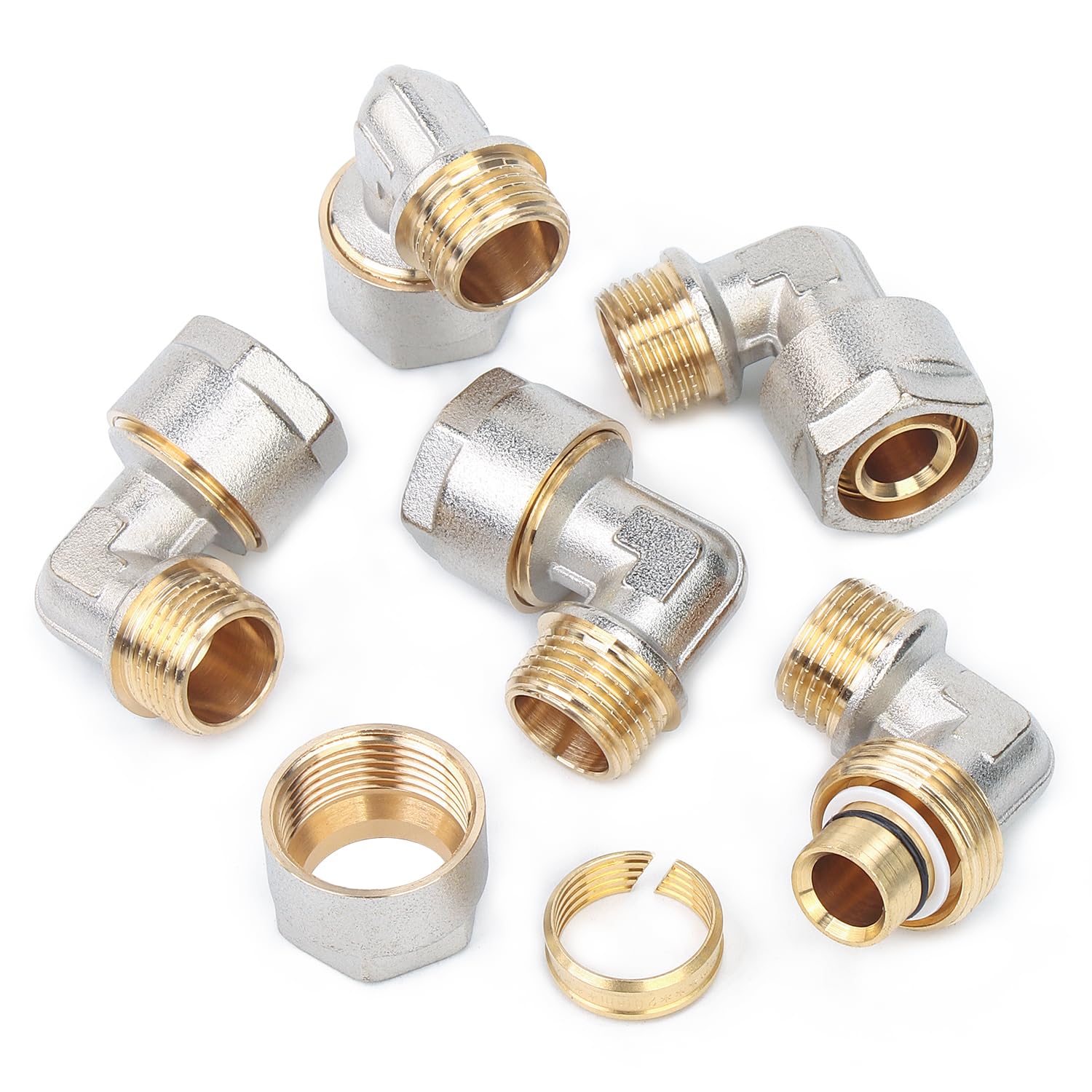 LTWFITTING 20er Schraubfitting Winkel 90°mit 1/2" Aussengewinde für Aluverbundrohr 20mm für Trinkwasser geeignet(5 Stück)