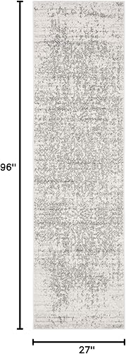 Miniatura 2 de SAFAVIEH Madison Collection - Alfombra de pasillo, 2 pies 3 pulgadas x 8 pies, plateado y marfil, diseño envejecido de medallón de copo de nieve, no