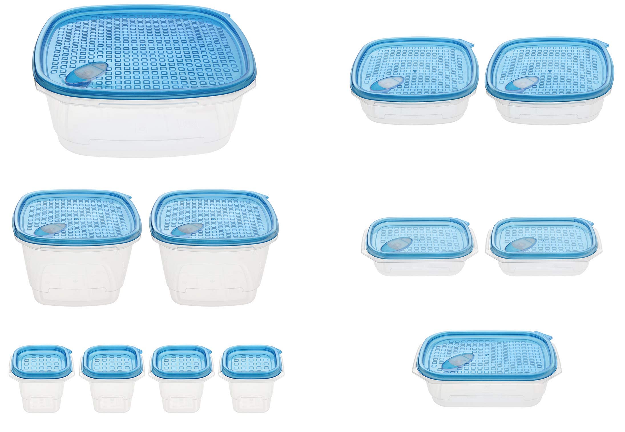 MyChoice Food Containers (Mixed Sizes: 2.89L to 278ml | Pack of 12) Microwave Safe Storage Box Set Airtight Snap-On Lids with Steam Release Vent Leakproof Plastic Container BPA and Phthalate Free