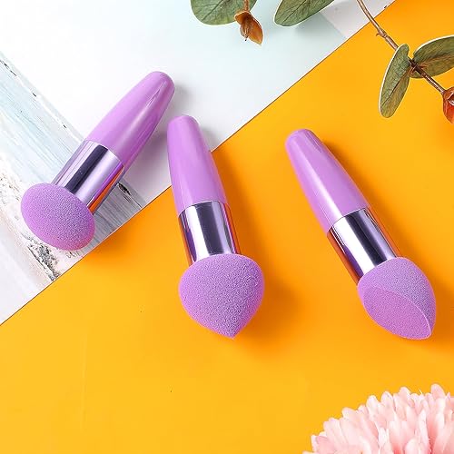 Vista 15 de Sibba Esponja de maquillaje, 3 piezas, base para licuadora de belleza, corrector, mezcla, cosméticos, mini aplicador de cepillo en ángulo, mango