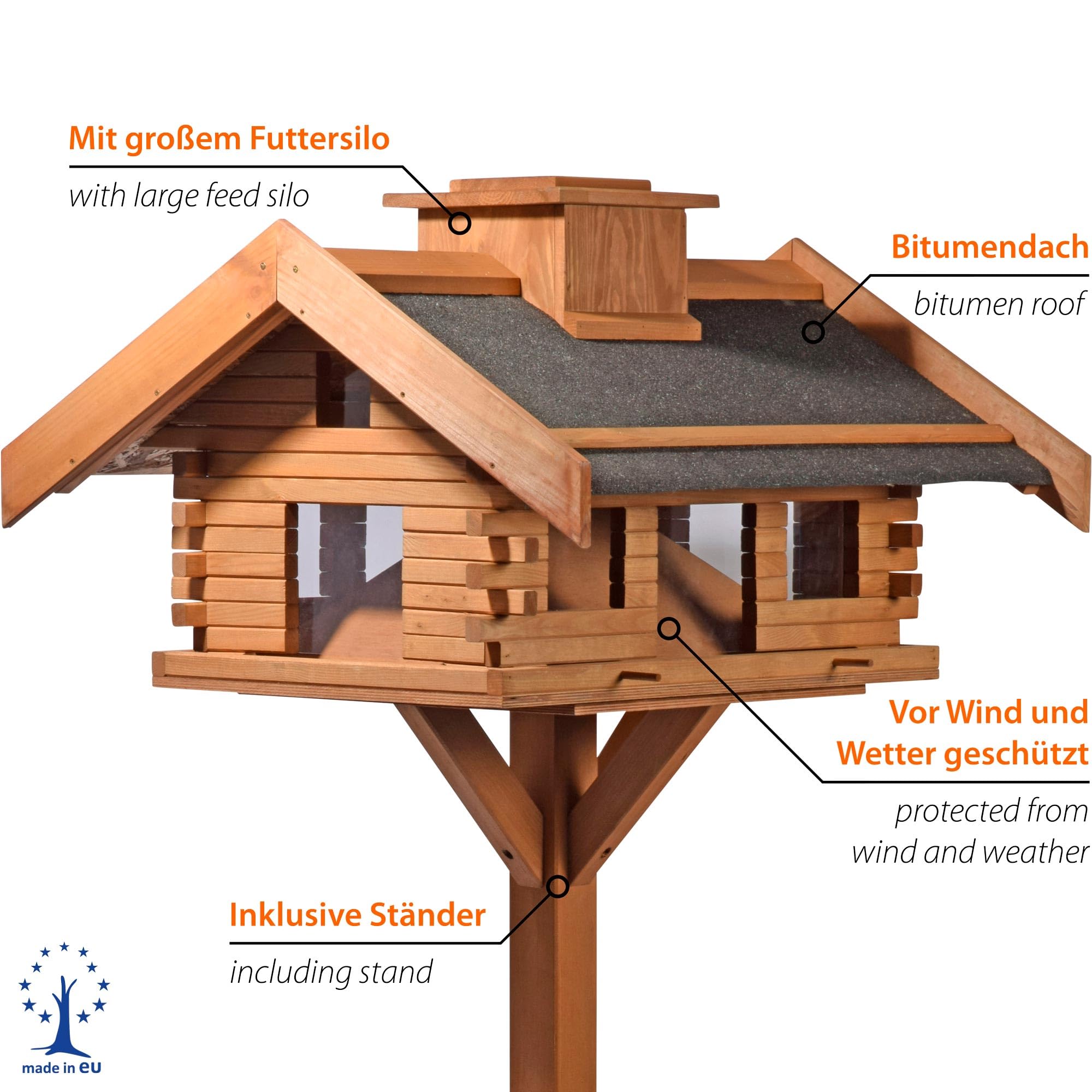 Groot voederhuis vogels - Houten vogelhuisjes
