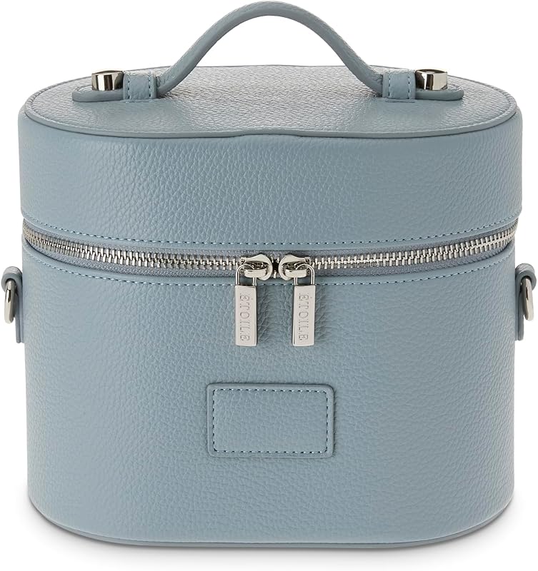 Necessaire oval ETOILE Robin Blue com alça de ombro e divisória removível