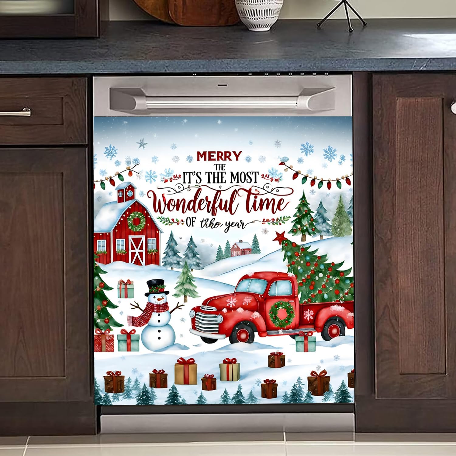 Dishwasher & Refrigerator Magnetic Sticker Cover Panel Decal - 23"x26" Waterproof Decorative Magnet for Kitchen Appliances, Reusable Fridge Door Cover, Home Decor Stickers