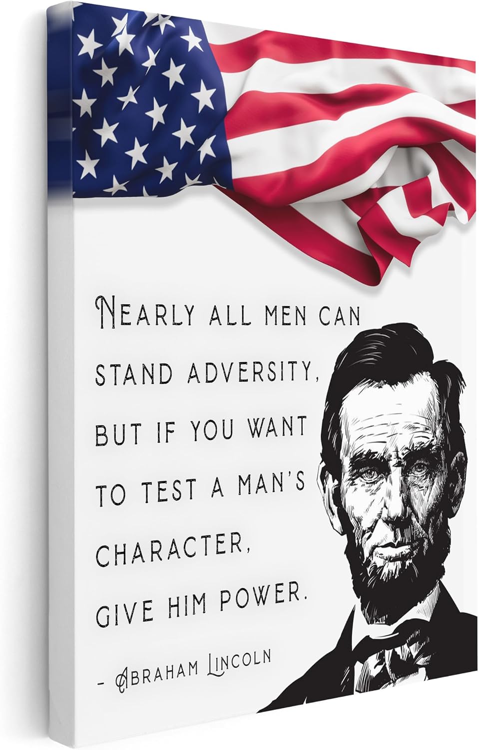 Poster Master Nearly All Men Can Stand Adversity Canvas - Abraham Lincoln Print - Motivational & Leadership Art - Gift for Him & Her - Inspiring Decor for Dorm or Office - 8x10 STRETCHED Canvas