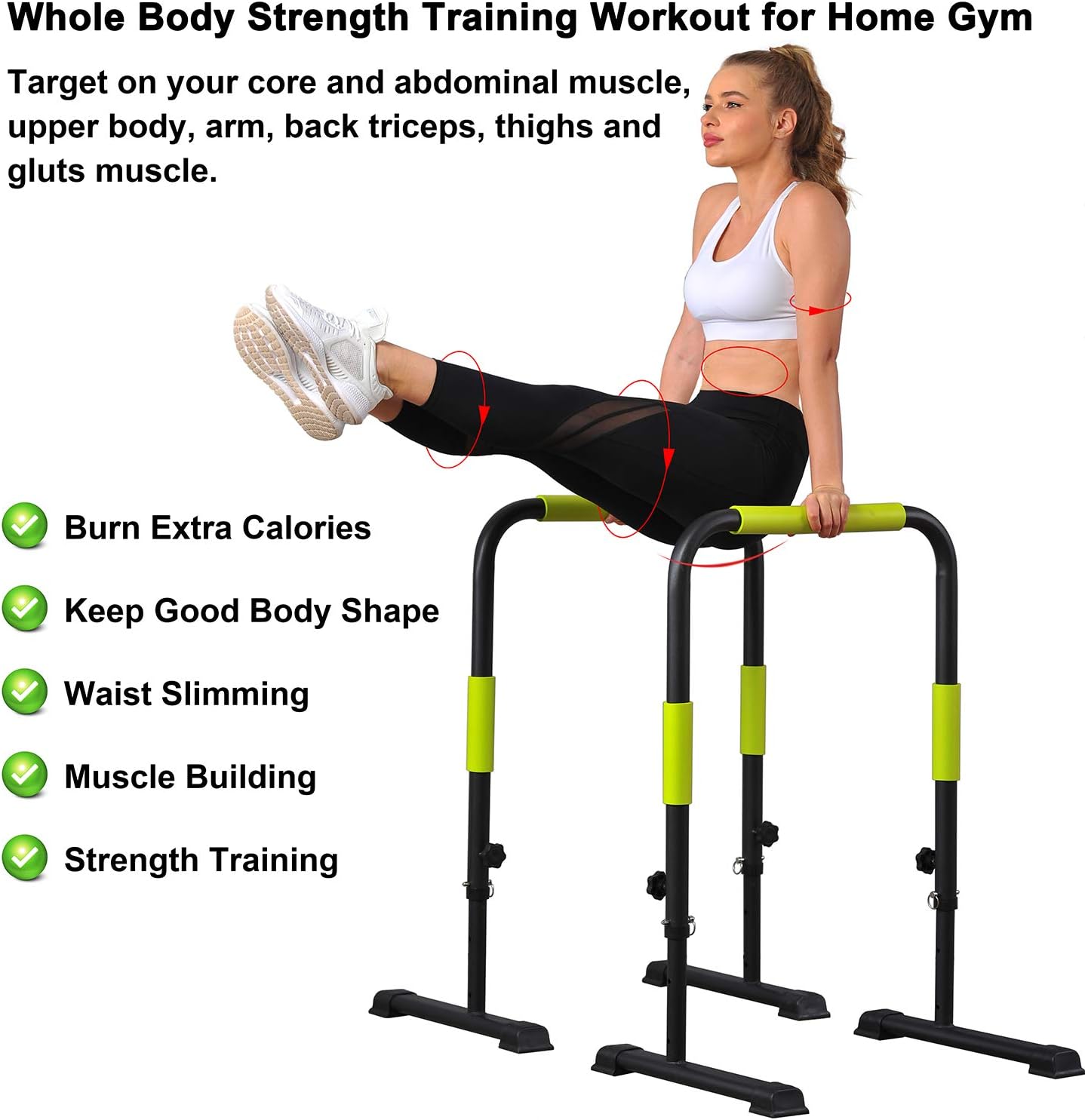 KESHWELL Dip Stand Station,Dip bar Station Heavy Duty Body Press Bar, Height Adjustable Push Up Stand Parallettes, Full Body Workout Strength Training Equipment for Home Gym.440LBS Weight Capacity : Sports & Outdoors