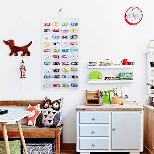 Miniatura 4 de Estuche de almacenamiento compatible con 80 autos Hot Wheels Matchbox, vitrina colgante de doble cara para Hot Wheels se adapta a 80 autos de