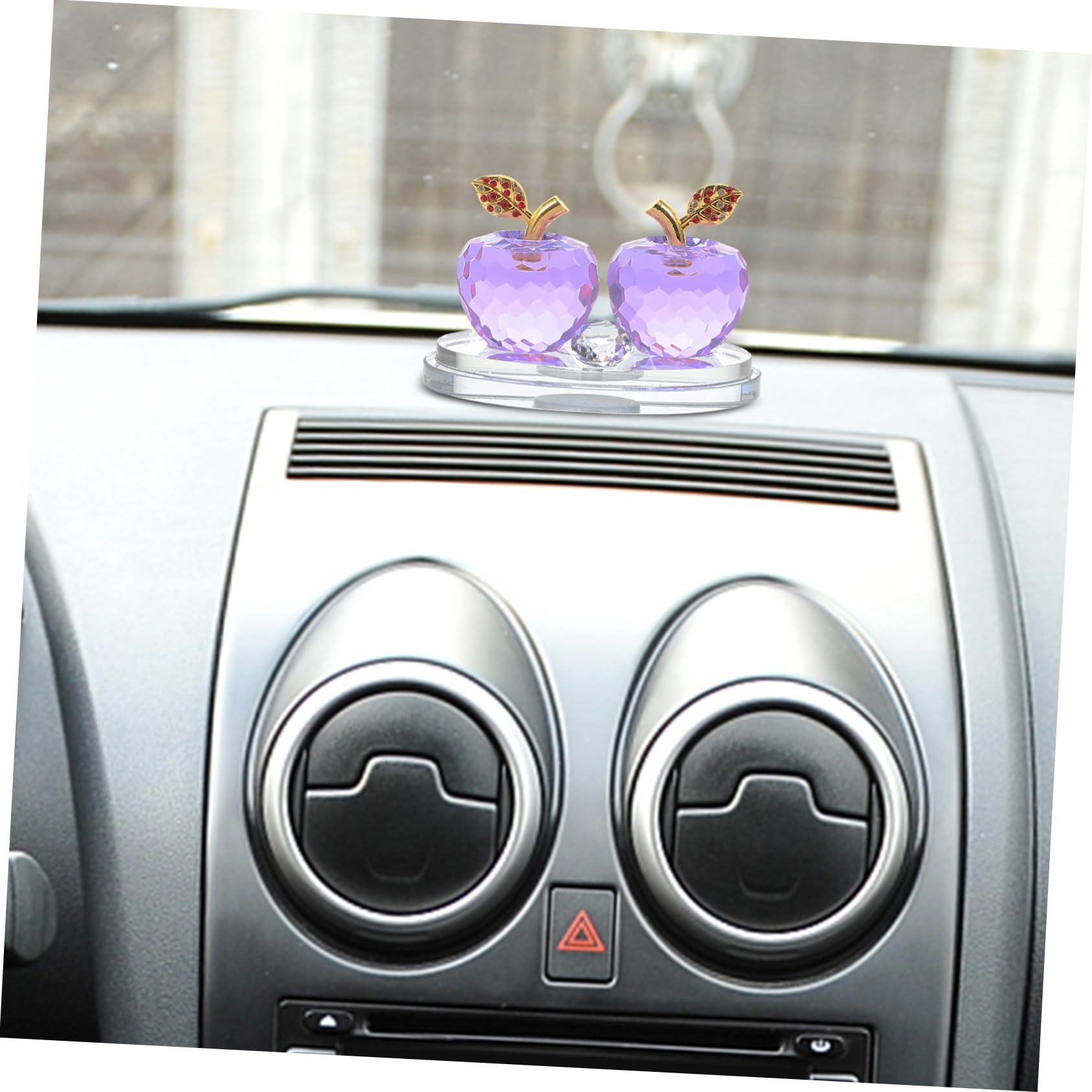 ULTECHNOVO Glasapfel-parfümbehälter für Armaturenbrett Leerer Aromatherapie-behälter für Auto Duftspender für Autoinnenraum Armaturenbrett-dekoration aus Glas Duftbehälter für Auto Apfelförmi