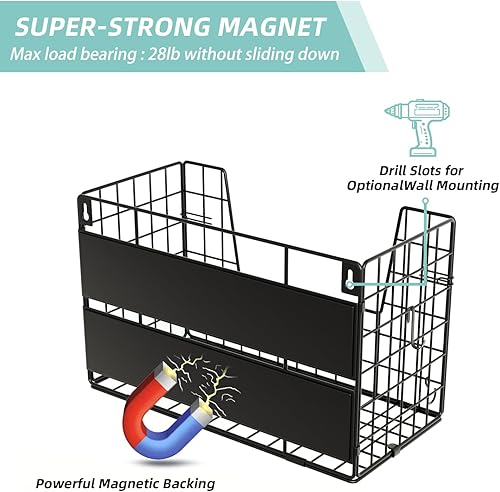 Miniatura 6 de Cesta magnética para refrigerador, organizador de almacenamiento para frutas y envolturas, estantes magnéticos para el lado del refrigerador para