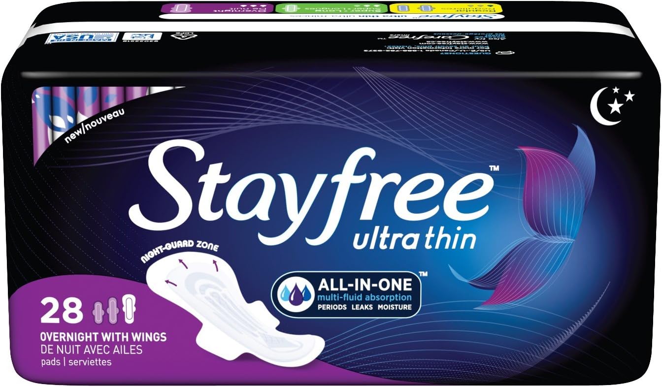 Stayfree Ultra Thin 28 Count Overnight With Wings (2 Pack)