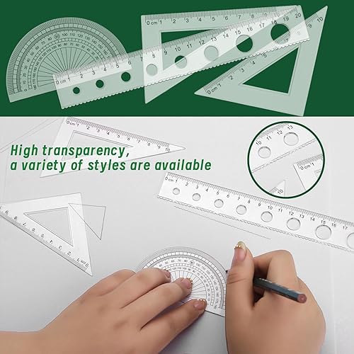 Miniatura 4 de 18 plantillas de dibujos geométricos, plantillas de dibujo, juego de reglas, plantilla circular para dibujar, herramientas de dibujo con una bolsa