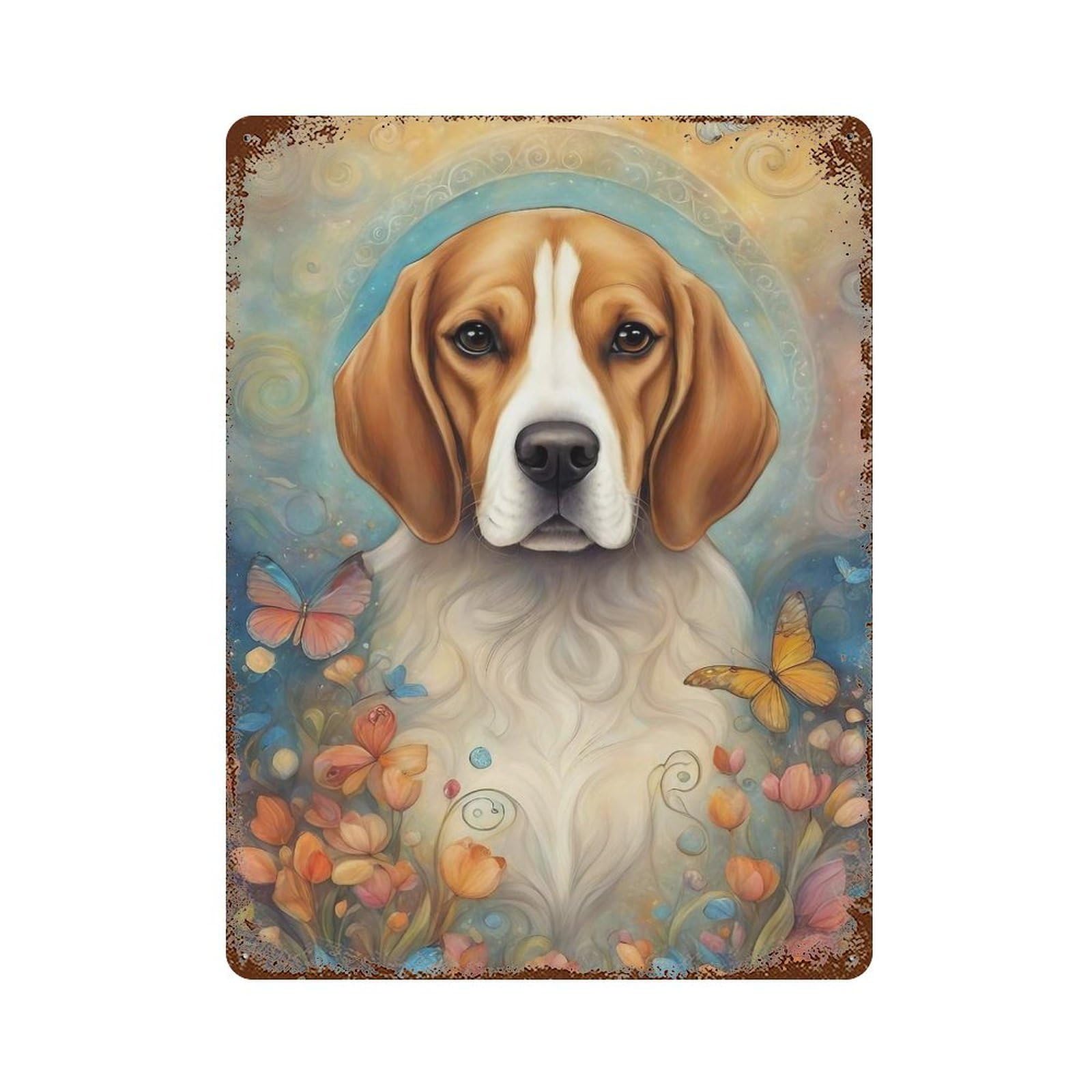 Vintage Rust Metal Sign with Dog000103 Design 15.7"x11.8", for Farmhouse, Kitchen And Entryway Decor, Novelty Wall Decor