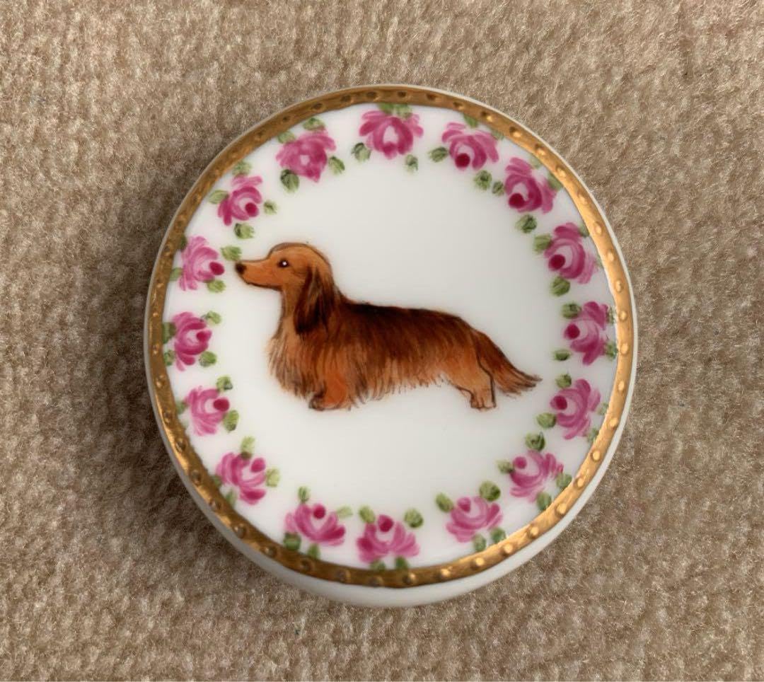 作家作品レッドダックスフンド飾り小皿＊箸置き2個＊3点セット＊陶器