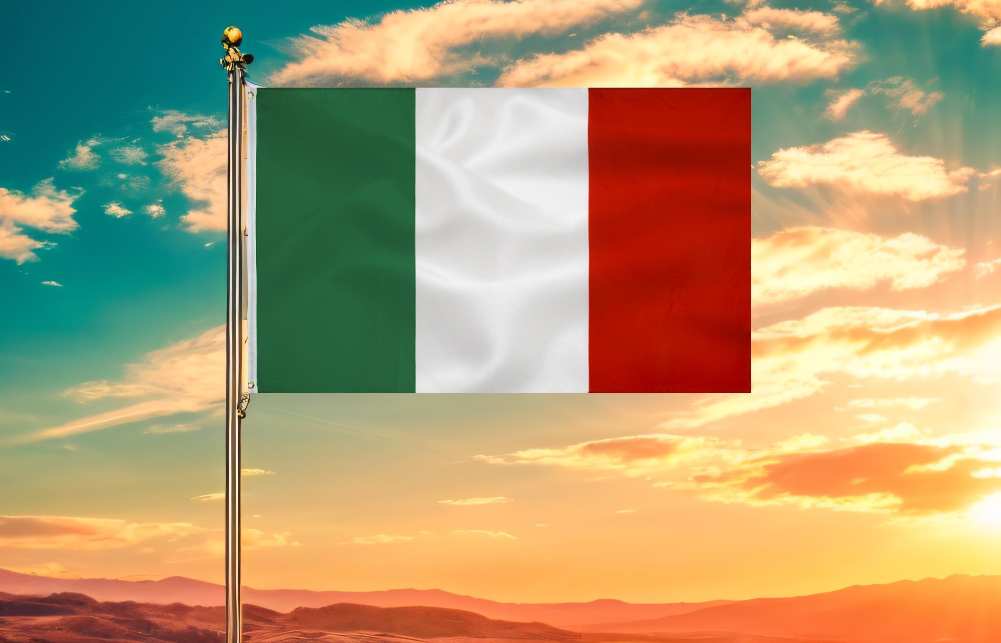 Italian Flag 2pcs 90 x 150 cm Poliestere Metallo Occhielli Bandiera Italia
