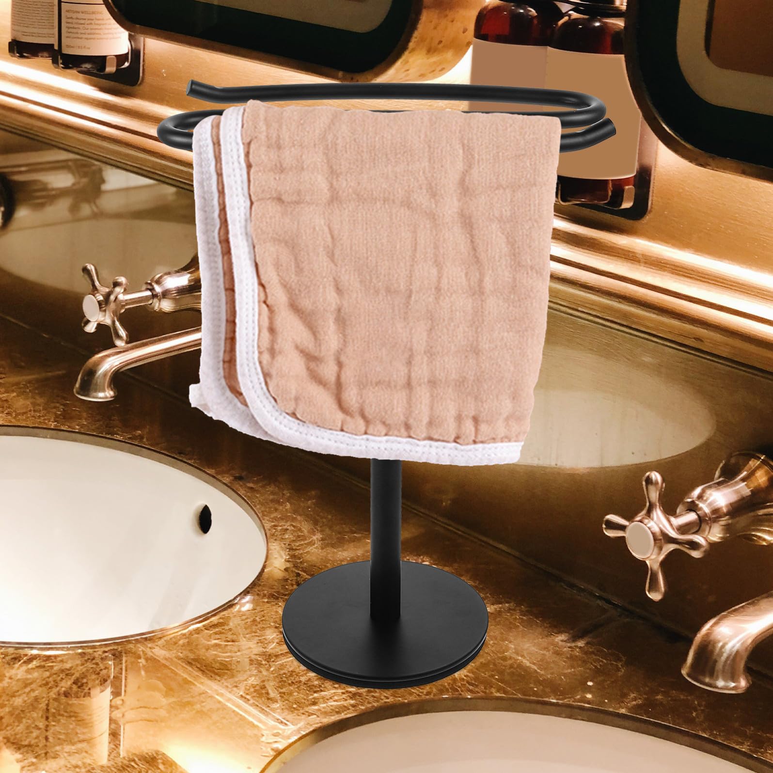 Porta Asciugamani da Terra in Acciaio Inox Nero per Bagno Cucina