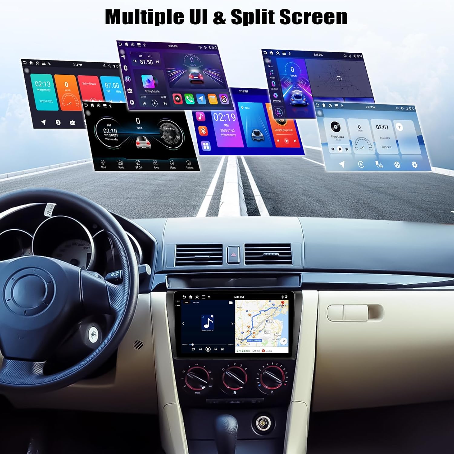 4G+128G Android 15 Car Stereo for Mazda 3 2004-2009 with Wireless CarPlay Android Auto 9" incell Touch Screen Car Radio Bluetooth GPS WiFi RDS FM HD Backup Camera