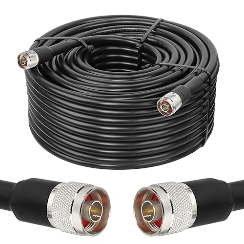 MOOKEERF -N Cable,Cable N macho a N macho de 150 pies,Cable coaxial de pérdida ultra baja 50ohm-N macho a macho,Cable coaxial KMR400 con conectores N