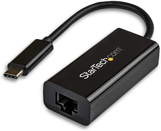 StarTech.com USB 3.1 Type C to Gigabit Ethernet Adapter - 10/100/1000 - Thunderbolt 3 Compatible - Windows and Mac - RJ45 LAN Network Converter (US1GC30B)