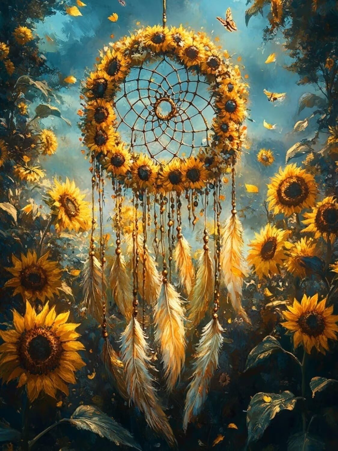 Traumfänger Diamond Painting Groß XXL 80x100cm für Bastelset Kinder ab 6 Jahre, 5D Diamond Painting Blume, DIY Full Diamant Mosaik Bastelset Erwachsene, Daiments Malerei Stickerei Festival Deko S-533