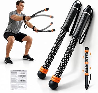 Weighted Ropeless Battle Ropes, Adjustable Cordless Resistance Training Rope, Portable Home Gym Fitness Equipment for HIIT, Cardio & Strength Training, Low Noise Workout for Men and Women