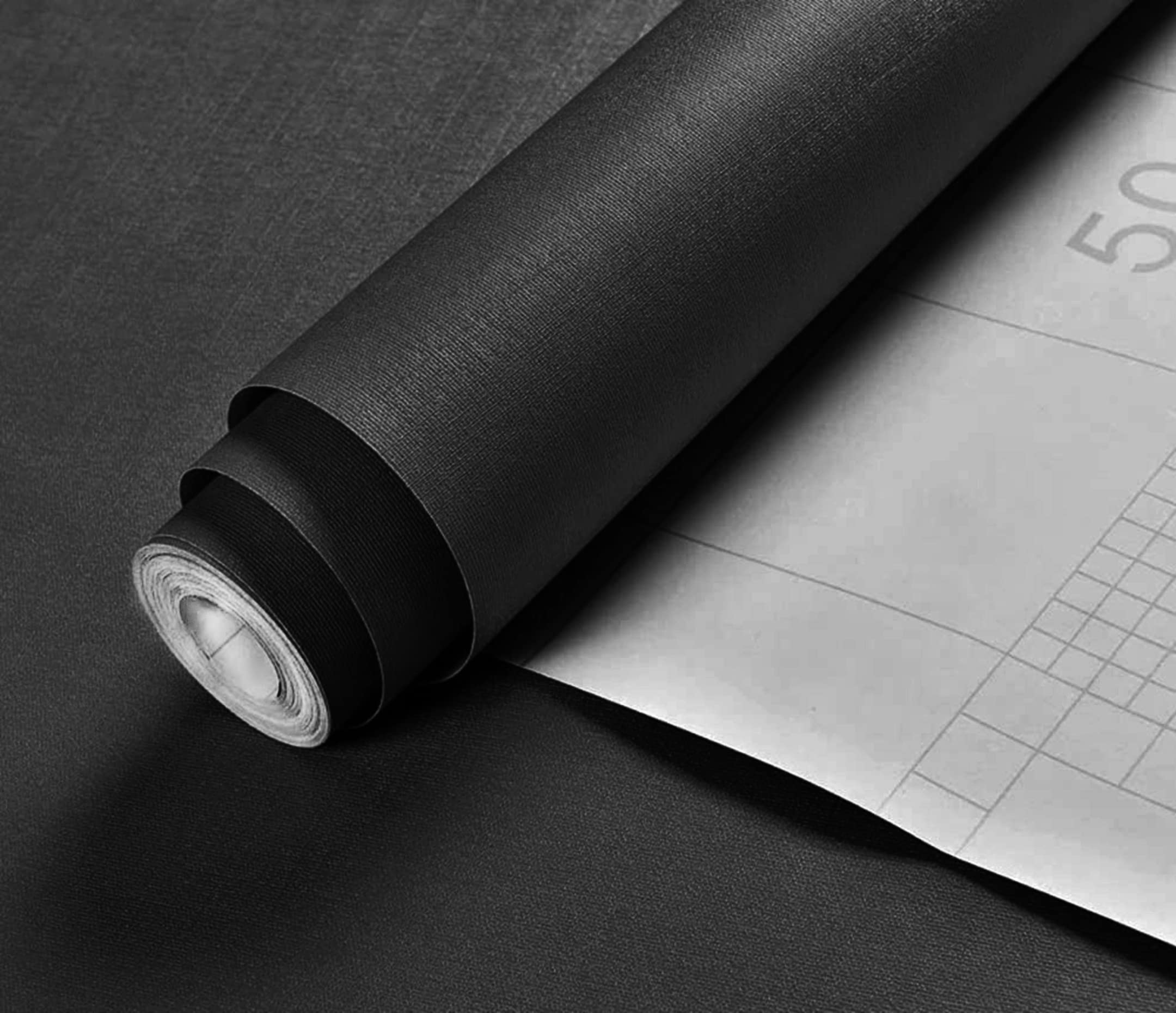 Amazon Brand - Umi Self Adhesive Waterproof Wallpaper PVC Vinyl Decorative Wall Covering Old Furniture Bedroom Hall Living Room 45cmx300cm (Black)