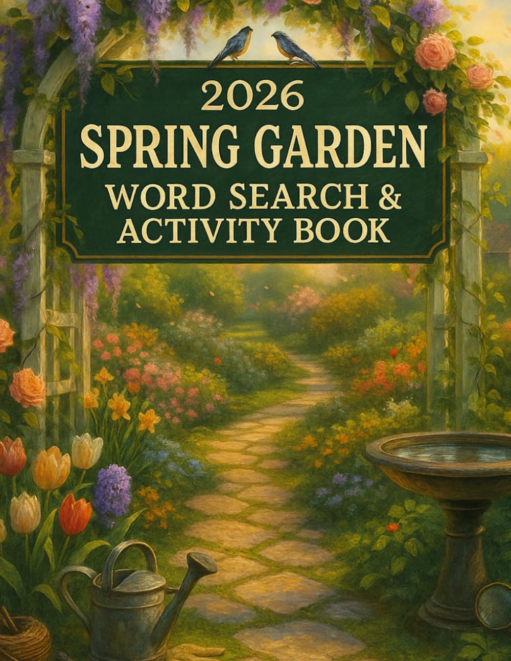 2026 Spring Garden Word Search & Activity Book: 72+ Puzzles • Mixed Difficulty • Large Print • Answers Included (Kemsden Press Word Search Puzzle Books for Adults)