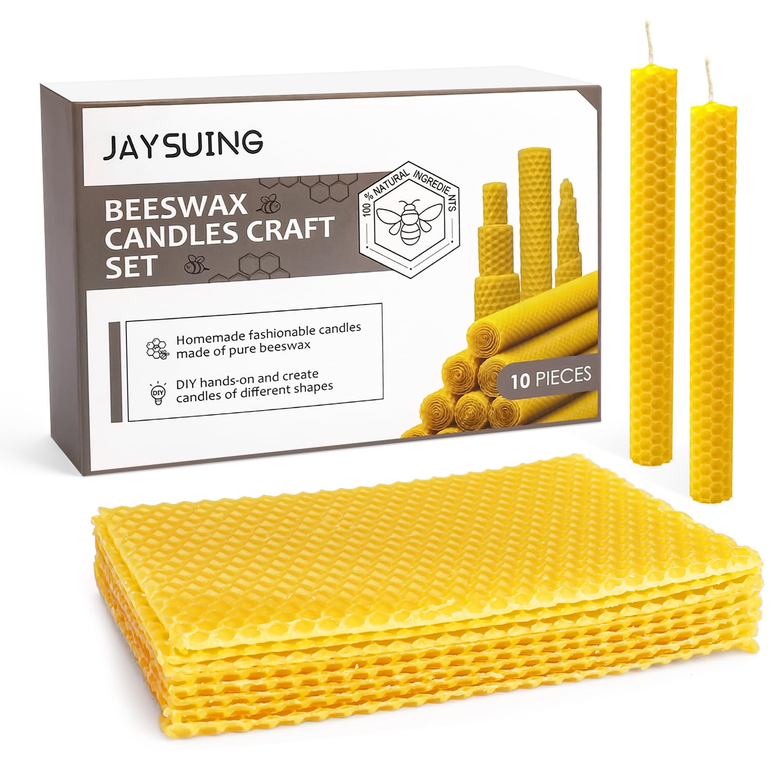 Feuilles De Cire D'abeille 20x20cm 12 Pièces, Fabrication De Bougies En
