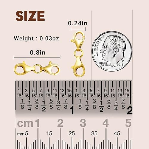 Miniatura 8 de Broche de langosta de plata de ley 925 con diseño de doble extremo, cierres y cierres, extensor de cadena, conector de doble garra, cierre de