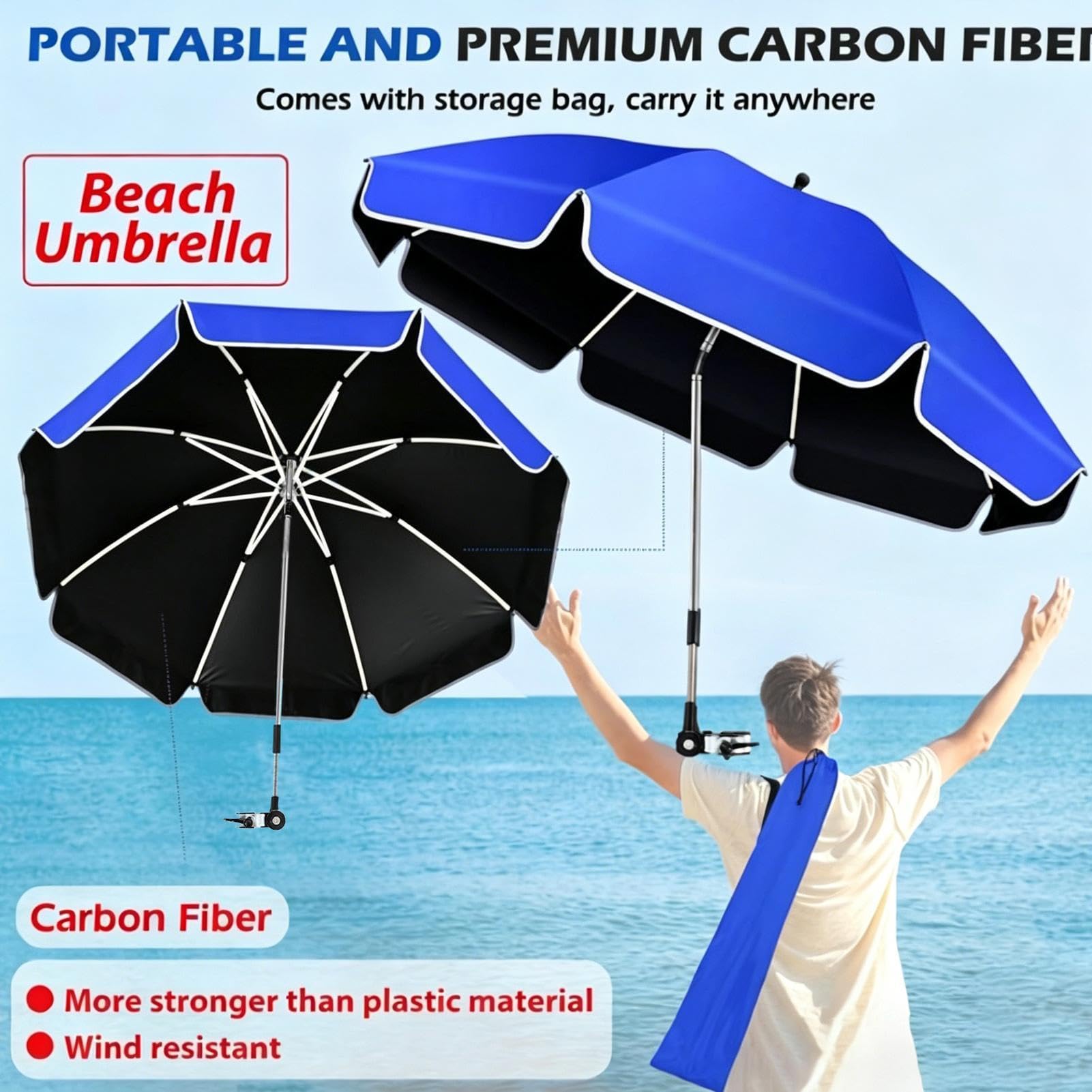 Sombrilla Para Silla De Playa,Clip Sombra Solar Ajustable 360°,Sombrilla De Sol Con Abrazadera Para Exterior | Para Patio, Playa, Jardín, Patio Trasero, Aire Libre, Camping, Vacaciones Y Balcón