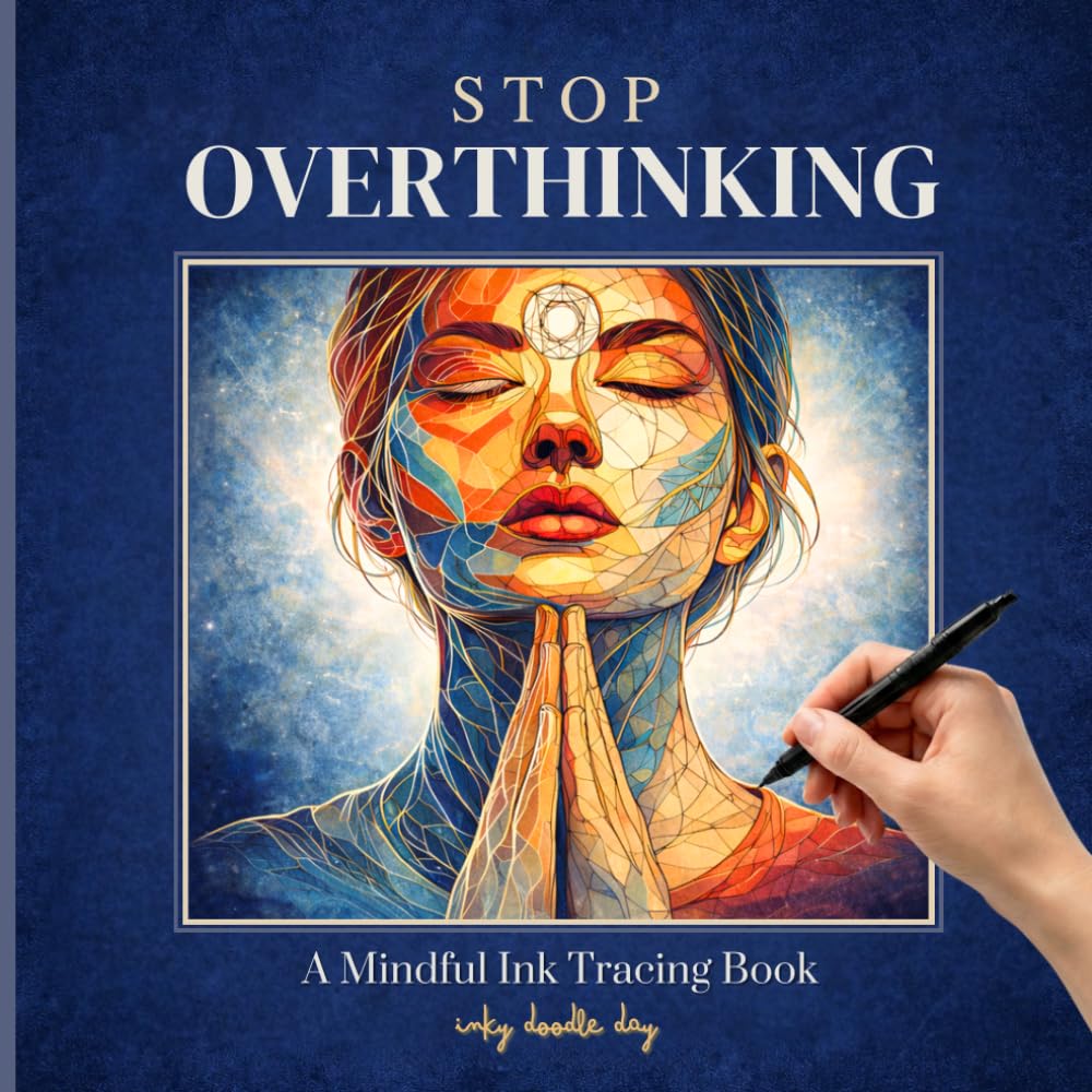 Inky Doodle Day: Stop Overthinking: A Large Format Zen Doodle Book: A Calming Hobby for Deep Stress Relief