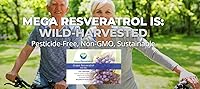 Vista 5 de Mega Resveratrol Piel de uva roja, resveratrol piceid, soluble en agua/alta absorción/aumenta el óxido nítrico. 500 mg por cápsula. Certificado